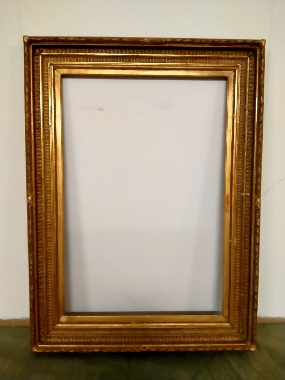 Antica cornice rettangolare inglese in legno dorato del 1800