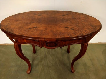 Oval coffee table in Louis Philippe walnut briar