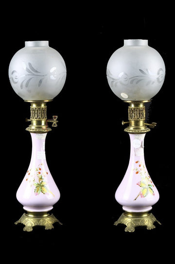 Lampes françaises anciennes des années 1800 en porcelaine du Vieux Paris