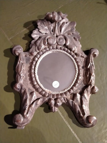 Petits miroirs italiens anciens des années 1700 en bois sculpté de la Mecque