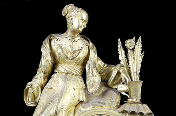 Pendule parisienne antique en bronze doré au mercure de 1800