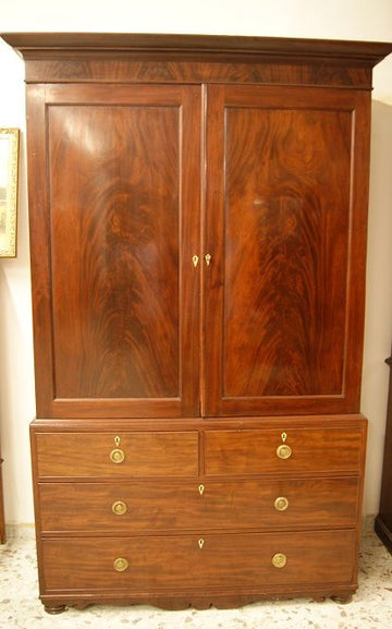 Antique English wardrobe from the 1800s in Regency style mahogany