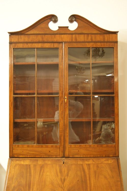 Antico trumeau stile Regency del 1800 in piuma di mogano 