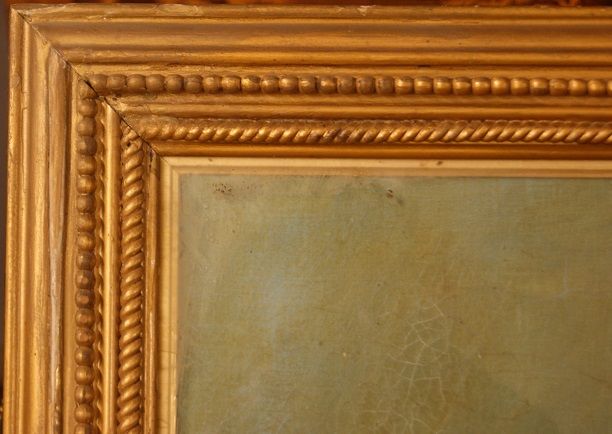 Antico quadro olio su tela del 1800 raffigurante fantini a cavallo