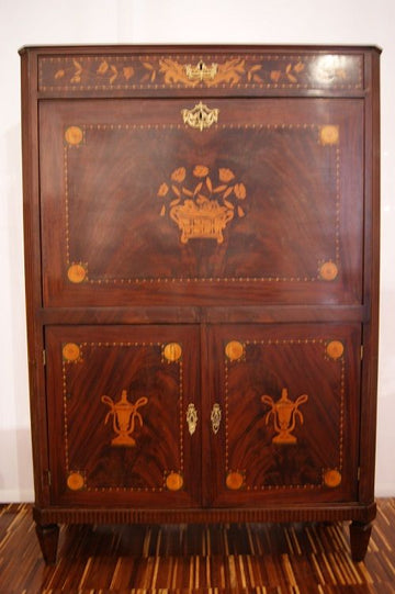 Secretaire olandese in piuma di mogano