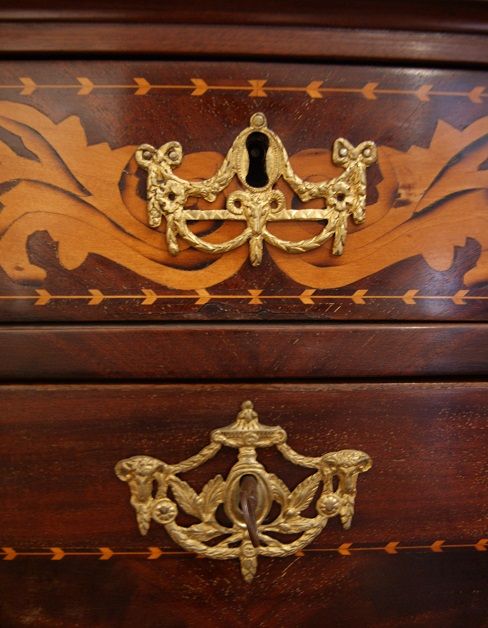 Antico secretaire olandese intarsiato della fine 1700 inizio 1800