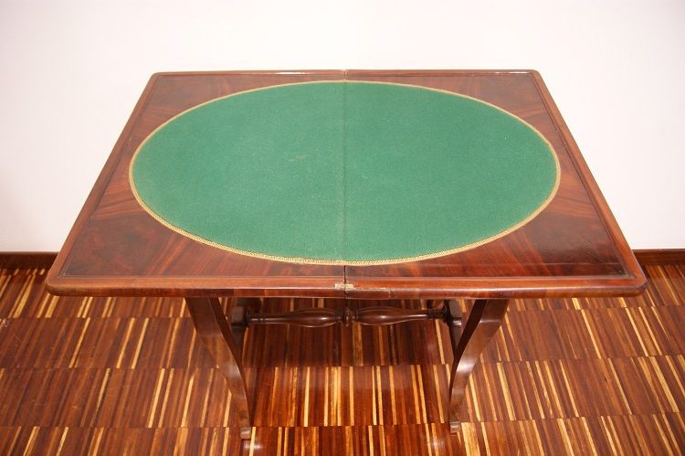 Antico tavolino da gioco francese stile Direttorio del 1800 in mogano