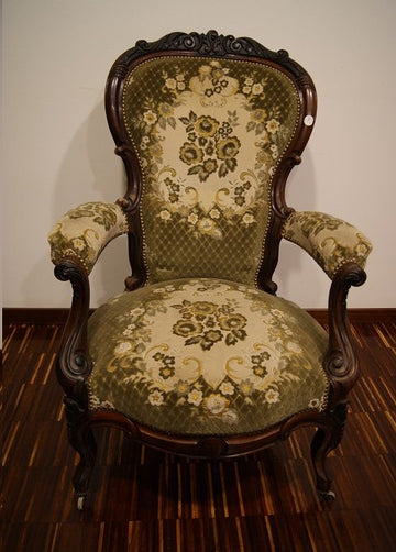 Antique pair of French Louis Philippe bergere armchairs in solid wood
