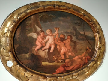Antico quadro ovale '600 italiano angioletti