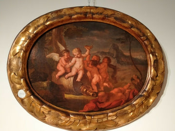 Antico quadro ovale '600 italiano angioletti