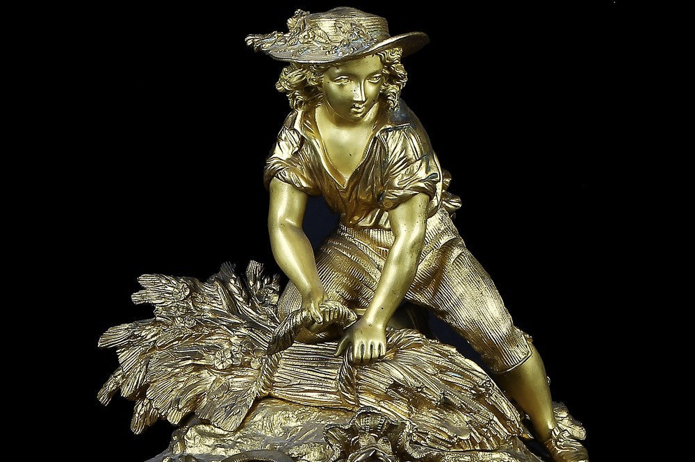 Antico orologio parigina francese del 1800 in bronzo dorato