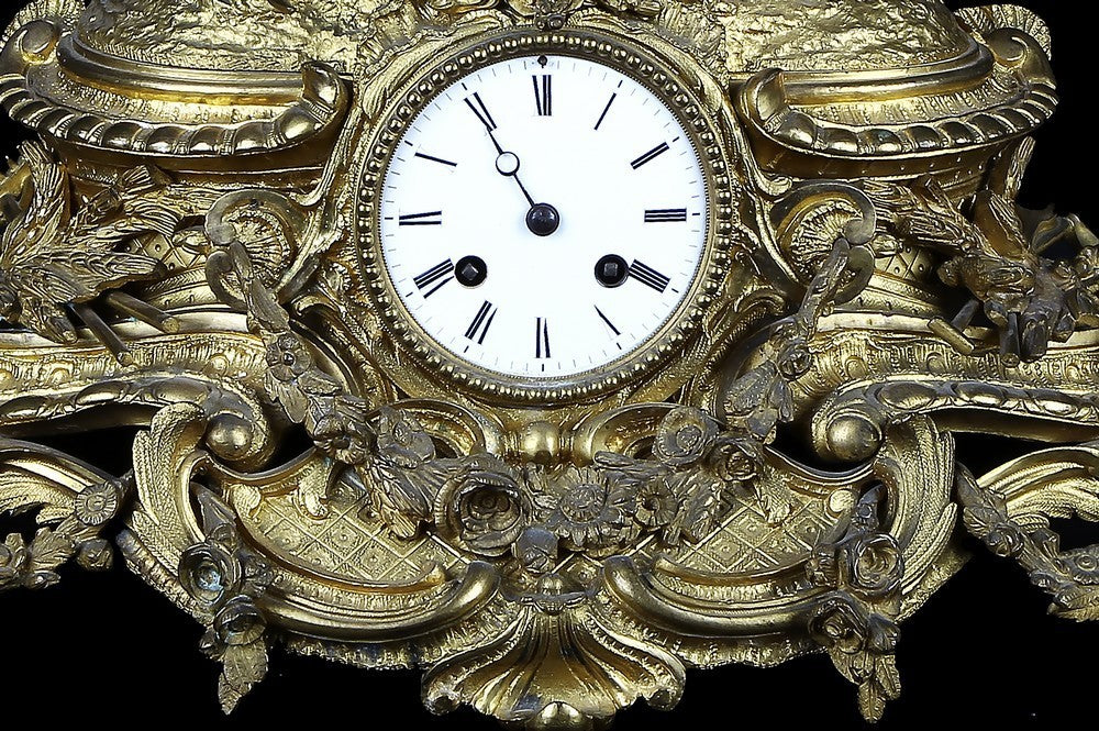 Antico orologio parigina francese del 1800 in bronzo dorato