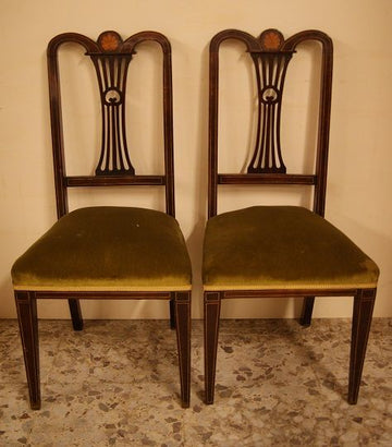 Groupe de 4 chaises victoriennes anglaises antiques des années 1800 en acajou