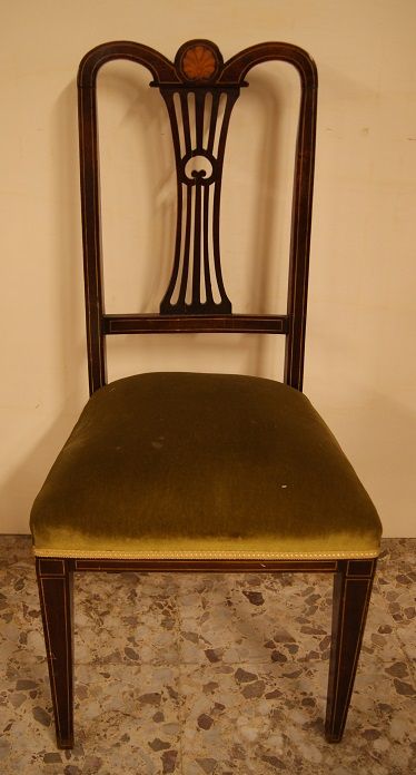 Gruppo di 4 sedie antiche inglesi vittoriane del 1800 in mogano
