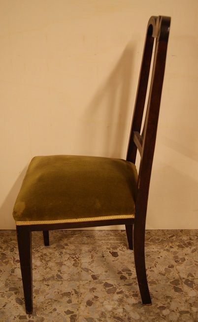 Gruppo di 4 sedie antiche inglesi vittoriane del 1800 in mogano