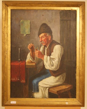 Peinture à l'huile ancienne sur toile signée Andor G. Horvath du début des années 1900