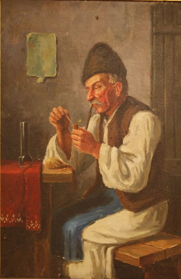 Peinture à l'huile ancienne sur toile signée Andor G. Horvath du début des années 1900