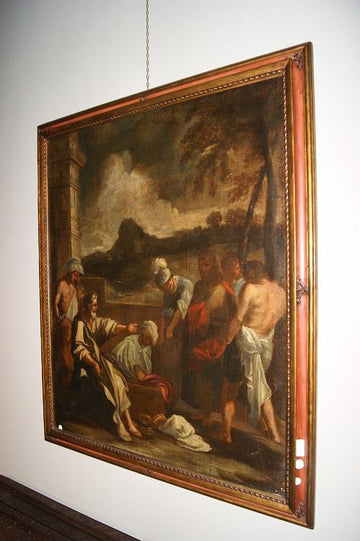 Peinture italienne ancienne de 1600 Jésus et le jugement de Ponce Pilate