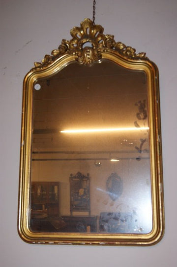 Miroir français ancien des années 1800 de style Louis XVI avec cymatium