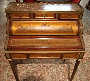 Antique French Vernis Martin small writing desk from 1800 painted Louis XVI