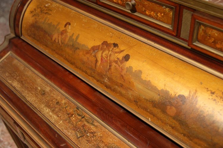 Antico scrittoio Vernis Martin francese del 1800 dipinto Luigi XVI