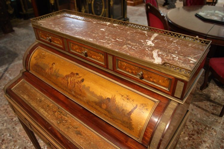 Antico scrittoio Vernis Martin francese del 1800 dipinto Luigi XVI