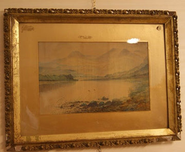 Antique English crayon from 1800 on paper signed lower right