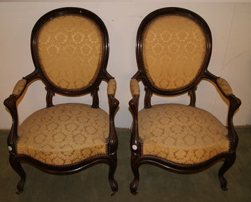 Groupe de 4 fauteuils anciens français en palissandre de style Louis Philippe