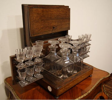 Boîte à liqueur française antique des années 1800 Charles X en palissandre