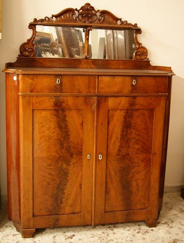 Antique Northern European Biedermeier Cupboard from 1800 in mahogany feather