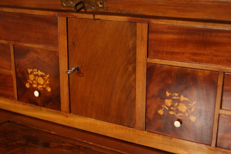 Antico trumeau a rullo stile impero del 1800 in rovere e mogano 