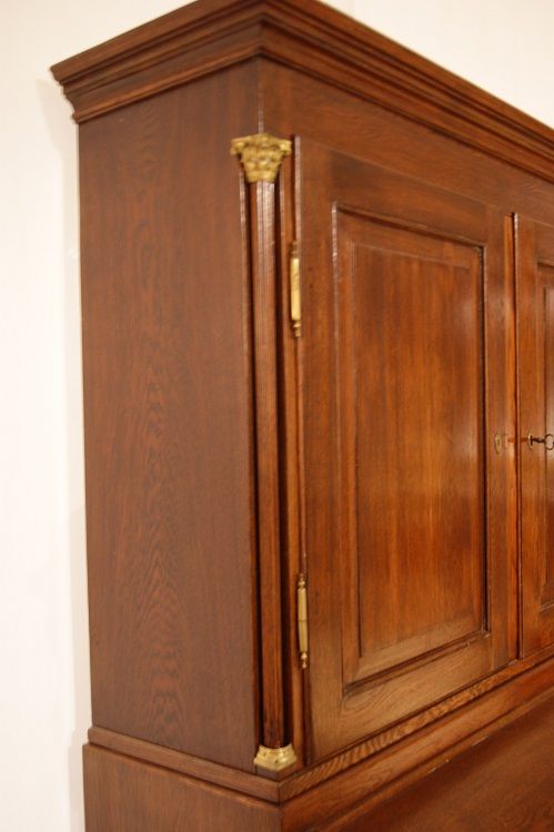 Antico trumeau a rullo stile impero del 1800 in rovere e mogano 