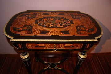Antique French Dressing Table from 1800, richly inlaid Louis XVI style