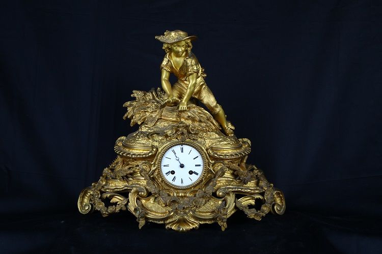 Antico orologio parigina francese del 1800 in bronzo dorato