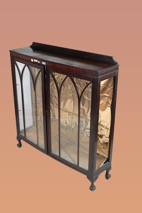 Antica vetrinetta inglese stile chippendale del 1900 in mogano