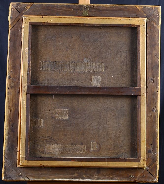 Antico quadro francese del 1800 olio su tela Natura morta e cornice