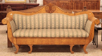 Antique Russian sofa from the 1800s Biedermeier style in birch with drawer