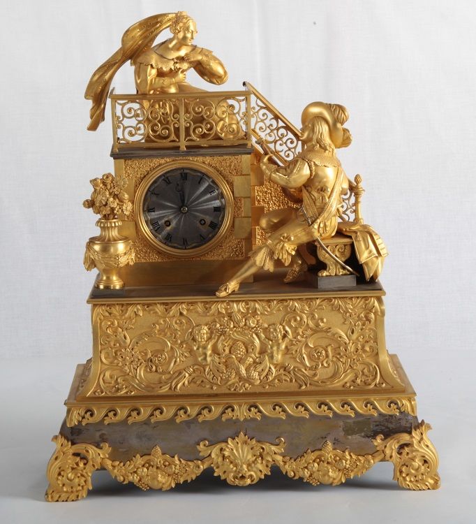 Antico orologio da tavolo francese del 1800 stile Impero Romeo Giulie