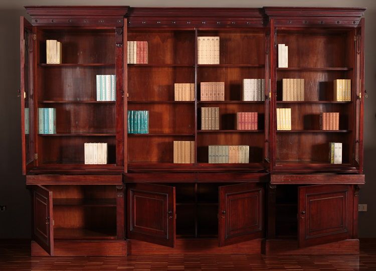 Antica grande libreria inglese del 1800 stile Regency in mogano Libreria Notarile studio avvocati antica 