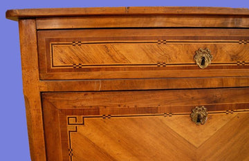 Antique French secretaire desk chest from 1700 inlaid Transition style