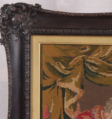 Peinture anglaise ancienne brodée au petit point des années 1800