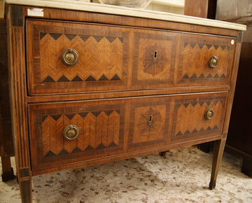 Antique Italian inlaid chest of drawers from the 1800s, Louis XVI style