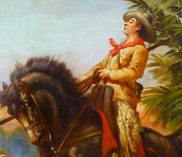 Antico quadro inglese del 1900 olio su tela pastore con gregge firmato