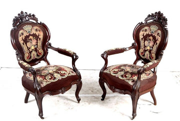 Fauteuils français anciens des années 1800 de style Louis Philippe en acajou