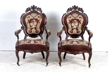 Fauteuils français anciens des années 1800 de style Louis Philippe en acajou