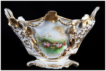Pièce maîtresse antique en porcelaine autrichienne des années 1800