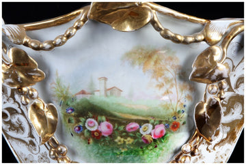 Pièce maîtresse antique en porcelaine autrichienne des années 1800