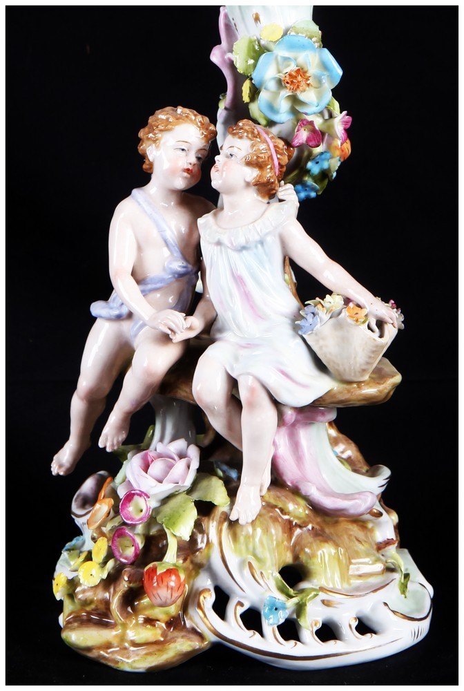 Antico centrotavola in porcellana di Meissen del 1800 XIX secolo 