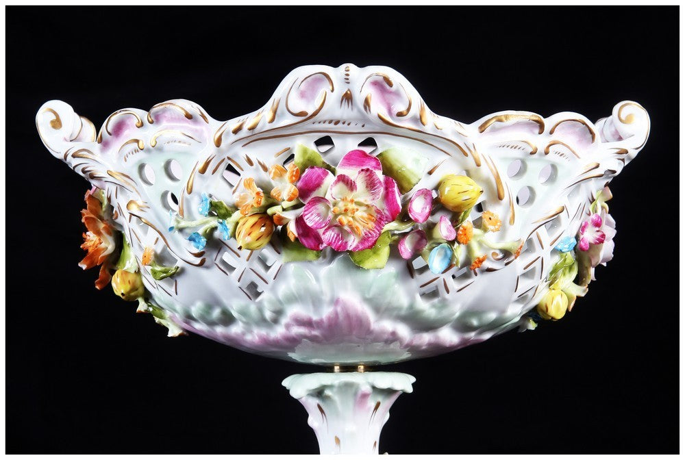 Antico centrotavola in porcellana di Meissen del 1800 XIX secolo 