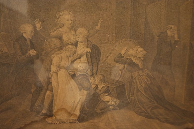 Estampe française de 1800 représentant la dernière conversation de Louis XVI avec sa famille
